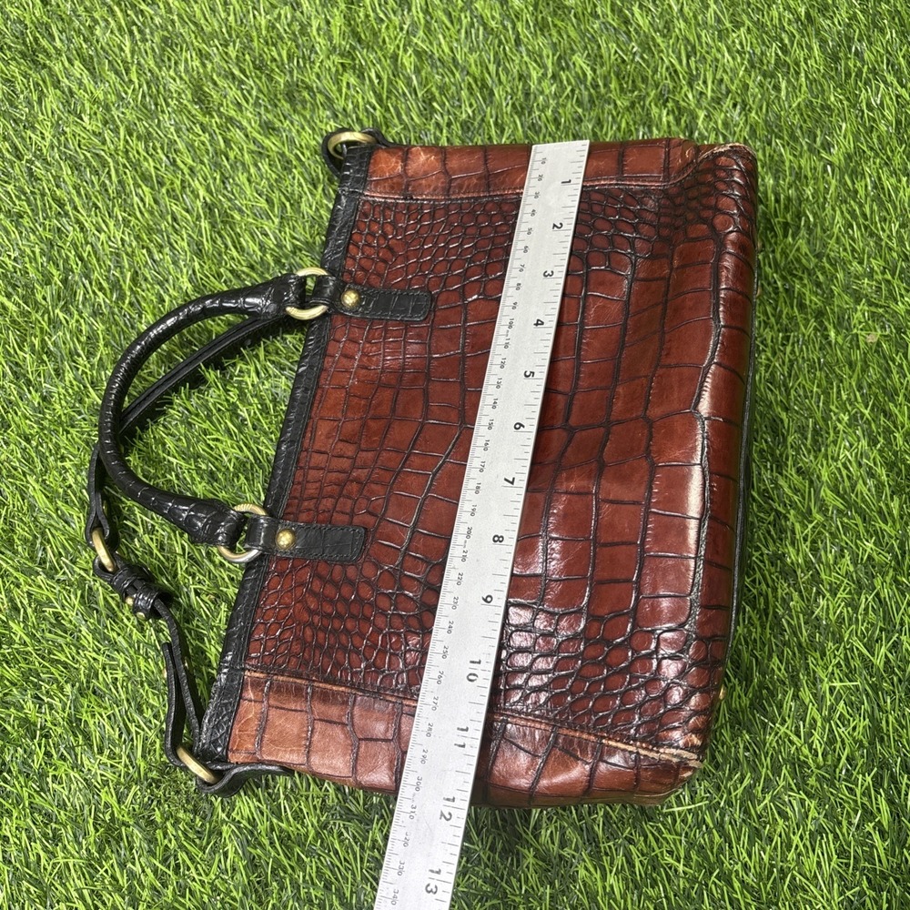 Brahmin Pecan Melbourne Leather Satchel Brown Black Croc Embossed Crossbody - Picture 5 of 12